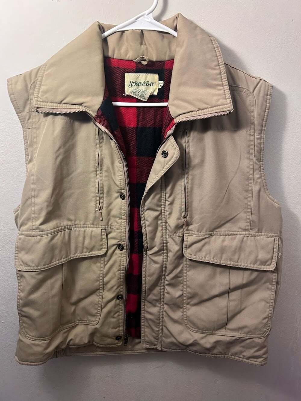 St. John's Bay Vintage Plaid Lined Utility Vest Size M